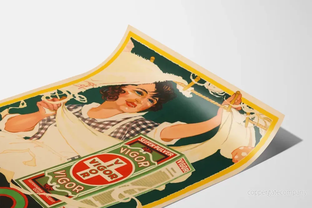 Vintageposter Vigor Seifen-Pulver, retro väggdekoration - Bild 3