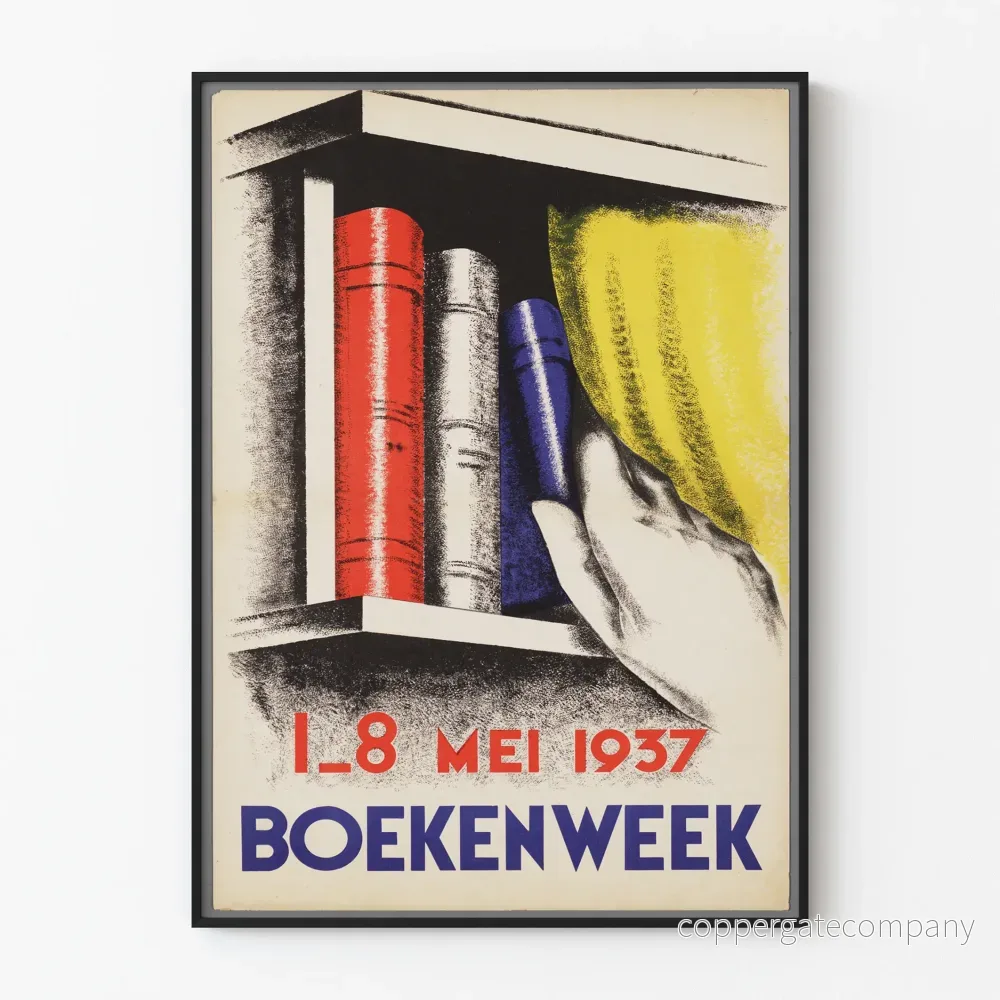 Vintageposter Boekenweek 1937 väggdekoration