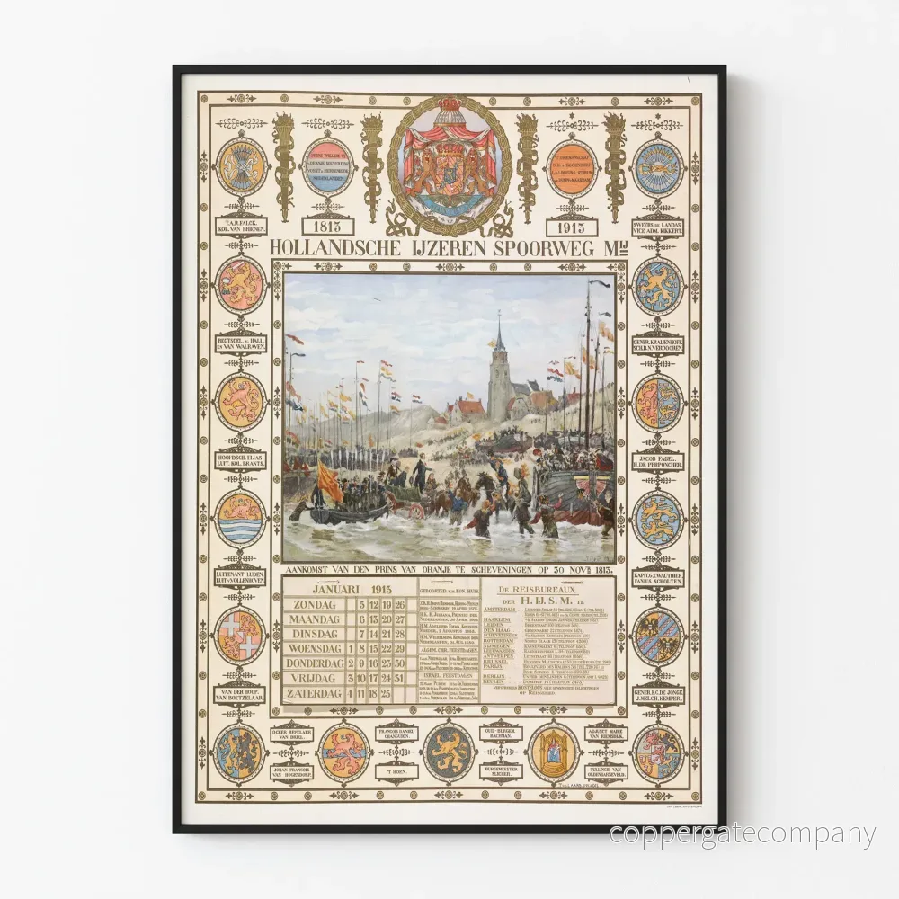Historisk poster Ankomsten av prinsen av Oranje till Scheveningen 1813-1913