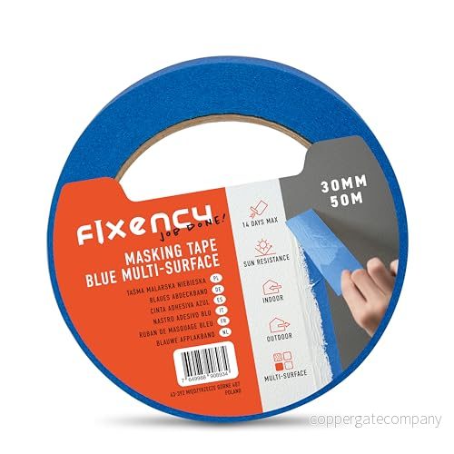 Fixency 1x målartejp (30 mm x 50 m) I Crepe Band Blå för målning och renovering Tejp målning, 7649988908934