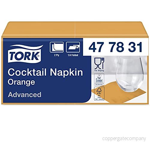 Tork 477831 cocktailservetter orange/cocktailservett i avancerad kvalitet med 1/4 fals/12 x 200 (2400) servetter/23,8 24 cm (B L) 7322540773446
