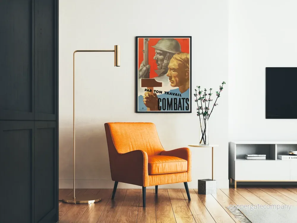 Vintageposter av Ton Travail Combats - Engagerad väggdekoration - Bild 2