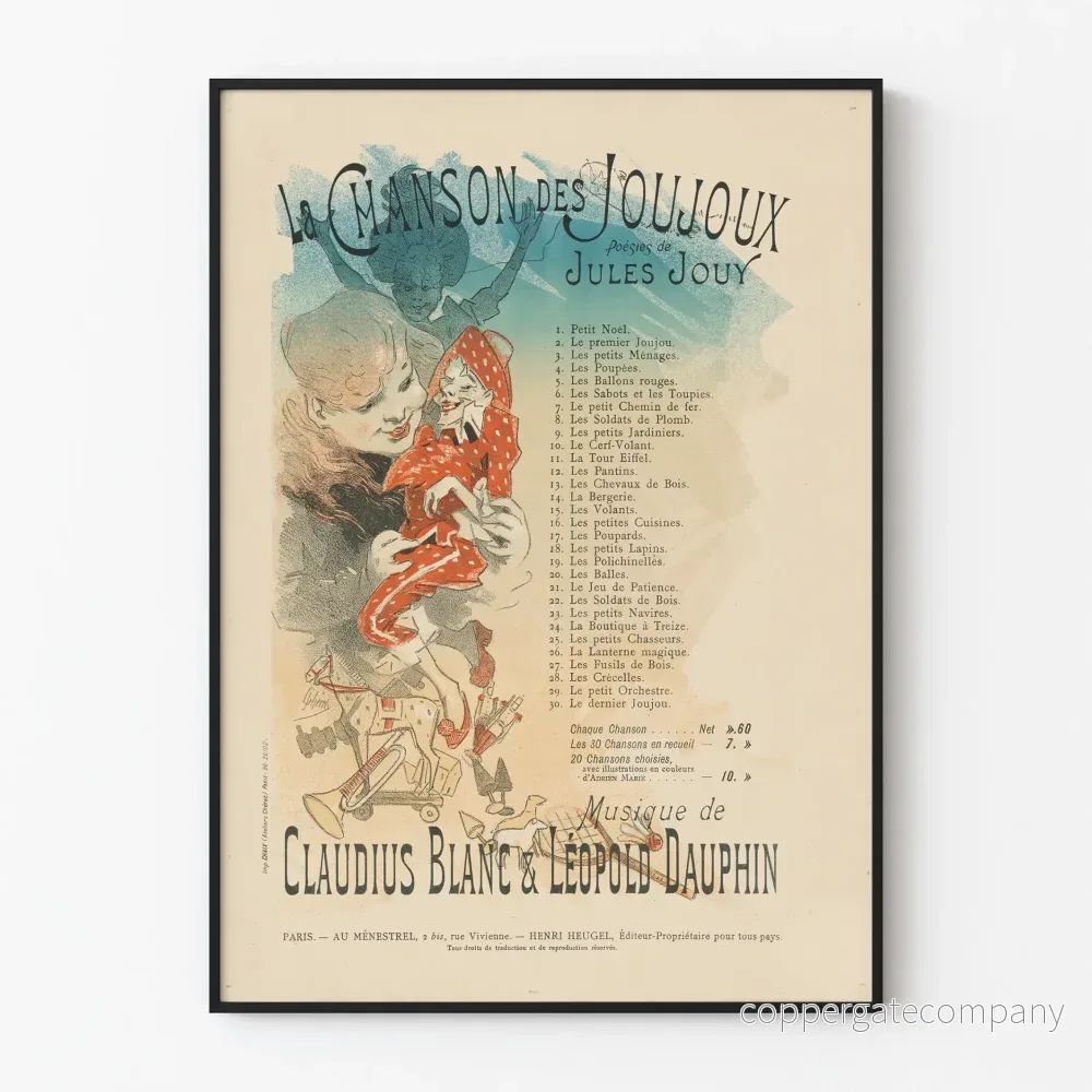 Vintageposter La Chanson des Joujoux - Poëtisk väggdekoration med illustration