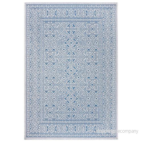 NORTHRUGS inomhus och utomhatta, Cuadrado 70 x 140 cm platt tyg, väderbeständig, modern, grafisk design, löpare för balkong, terrass, vinterträdgård, kökslöpare, vattentät i petroleumblå, 4260731887929