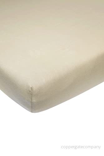 Meyco Baby Uni underlakan för samsovaren (underlakan med mjuk jerseykvalitet, tillverkad av 100% bomull, perfekt passform tack vare elastiskt band runt om, andas, mått: 50 x 90cm), sand 4054703563368