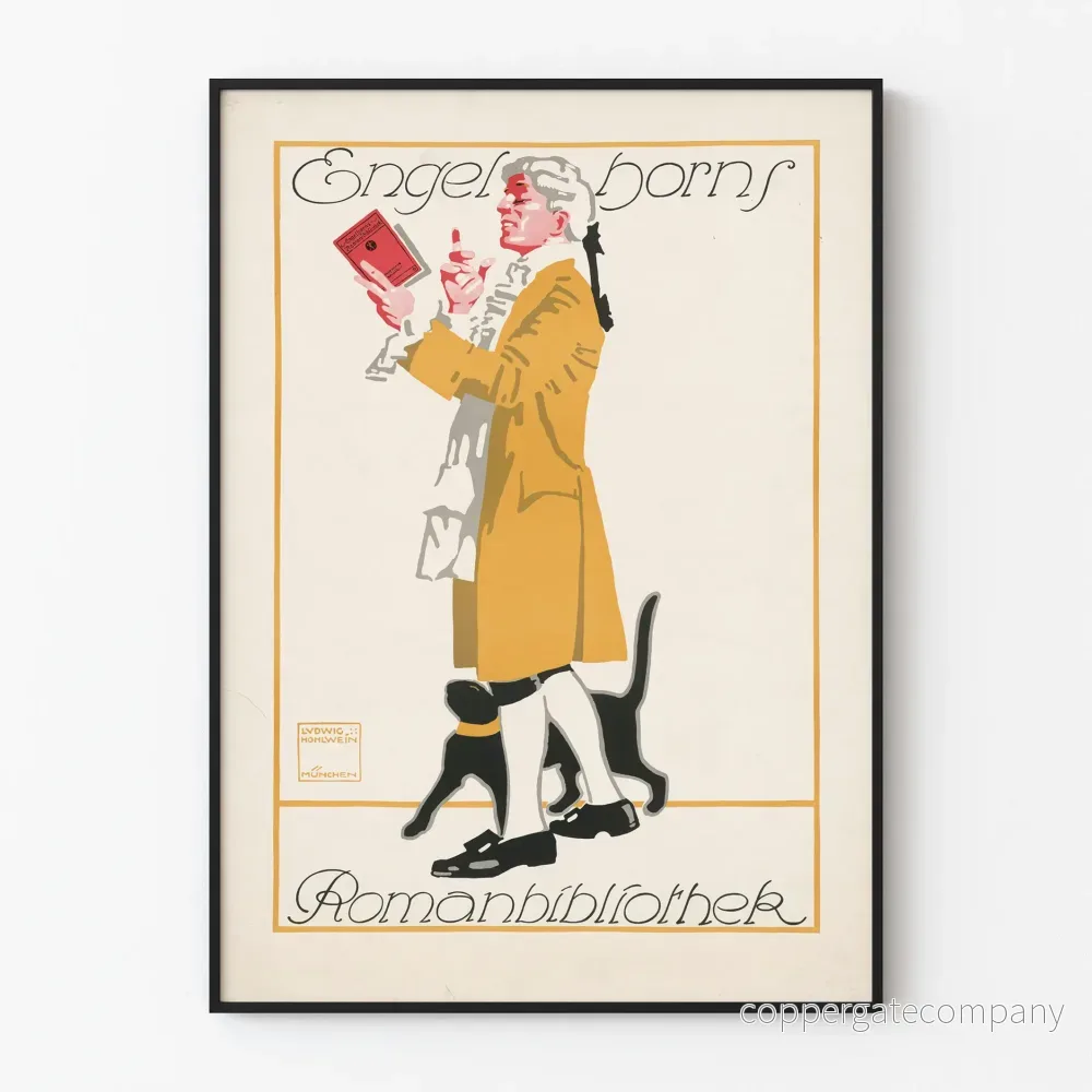 Vintageposter Engelhorns Romanbibliotek – Litterär väggdekoration