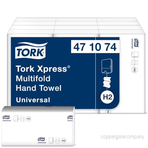 Tork Xpress multifold pappershanddukar 471074 H2 Universal handdukar för handduksdispenser vikta, 1 lags, vit 12 x 250 5010195552821