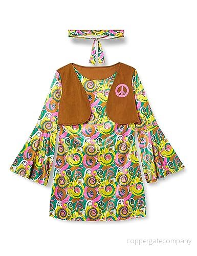 Amscan 9906993 Dam 1960 talet psykedelisk hippie maskeraddräkt storlek: 1214 194099007672