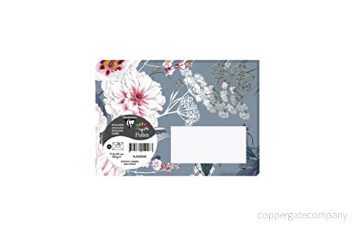 Clairefontaine 55034C Paquet de 20 Enveloppes Imprimées Gommées Format C6 11,4x16,2cm 120g Coloris Bleu Foncé Thème Botanic Garden Invitation Evènements et Correspondance Gamme Pollen 3329680550344