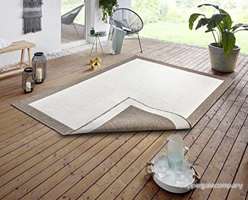 NORTHRUGS Panama inomhus och utomhatta 120 x 170 cm vändbar matta väderbeständig modern enkel design med kantlöpare för balkong uteplats trädgård vinterträdgård vardagsrum vattentätt linne 4260770247579
