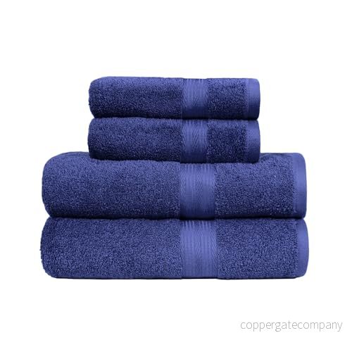Amazon basics badhandduk 4 pack 2 badhanddukar och handdukar, blekningssäker, kungsblå, 100 % bomull 500 g/m², 70 L x 60 W cm 192233007908