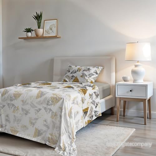 Fashion sänglakan, tillverkade i Italien set med mjuk mikrofiber, underlakan hörn, överlakan 180 x 270 och örngott inre klaff, mellanstor kvadrat, urban gul 8058575095480