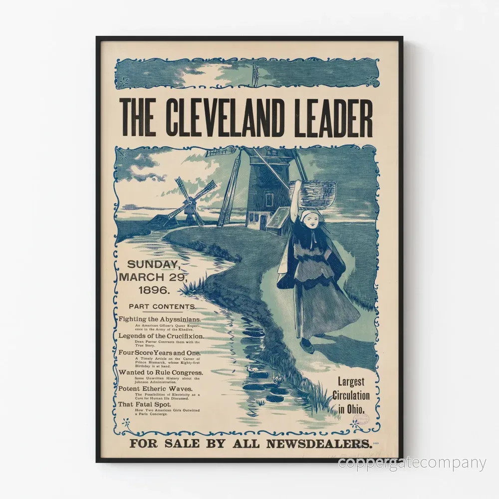 Vintageposter The Cleveland Leader 1896 för väggdekoration