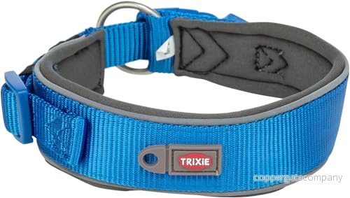 TRIXIE Premium halsband, storlek L XL, halsomkrets 5362 cm/50 mm i blått steglöst justerbart hundhalsband för medelstora till stora hundar, neoprenvadderat 1995902 4053032658813