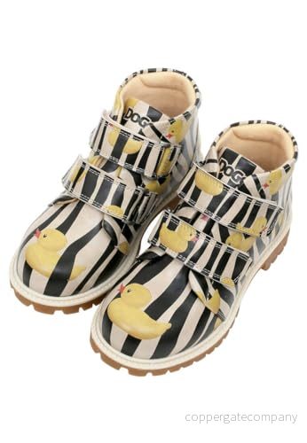 DOGO Gamins Vegan läder svarta stövlar - Ducky Motif-28, svart, 28 EU 8680544240494
