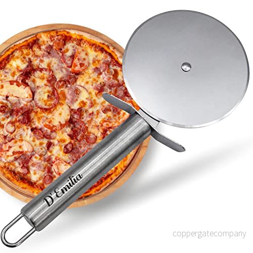 D'Emilia Professionell pizzor i rostfritt stål för köksbruk, slipat hjul 9 cm diameter, lätt att tvätta och hållbar multifunktionsskärare 8431487450224