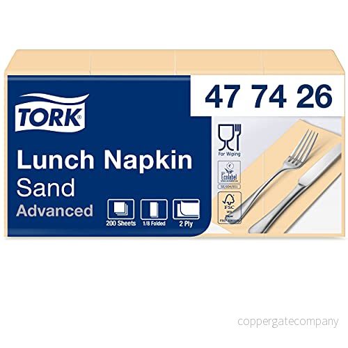 Tork Lunchservett Sand, 1/8 vikt 2 lagers, 33 cm x cm, 10 200 servetter, 477426 7322540685794
