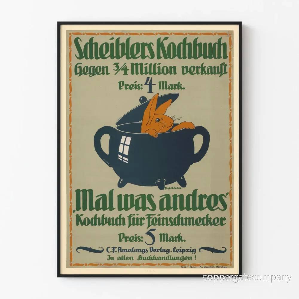 Vintageposter av Scheiblers Kochbuch kokbok