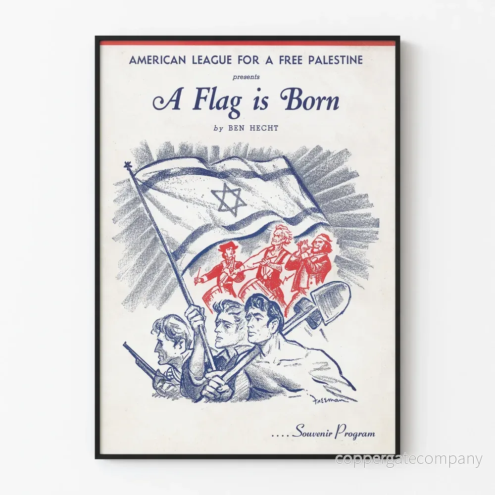 Vintage amerikansk liga-affisch Free Palestine A Flag is Born