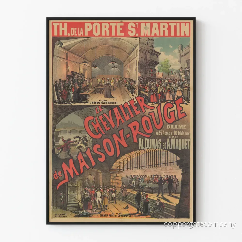 Affisch Teater Le Chevalier de Maison-Rouge – Teater Porten St Martin Affisch Teater Le Chevalier de Maison-Rouge – Teater Porten St Martin