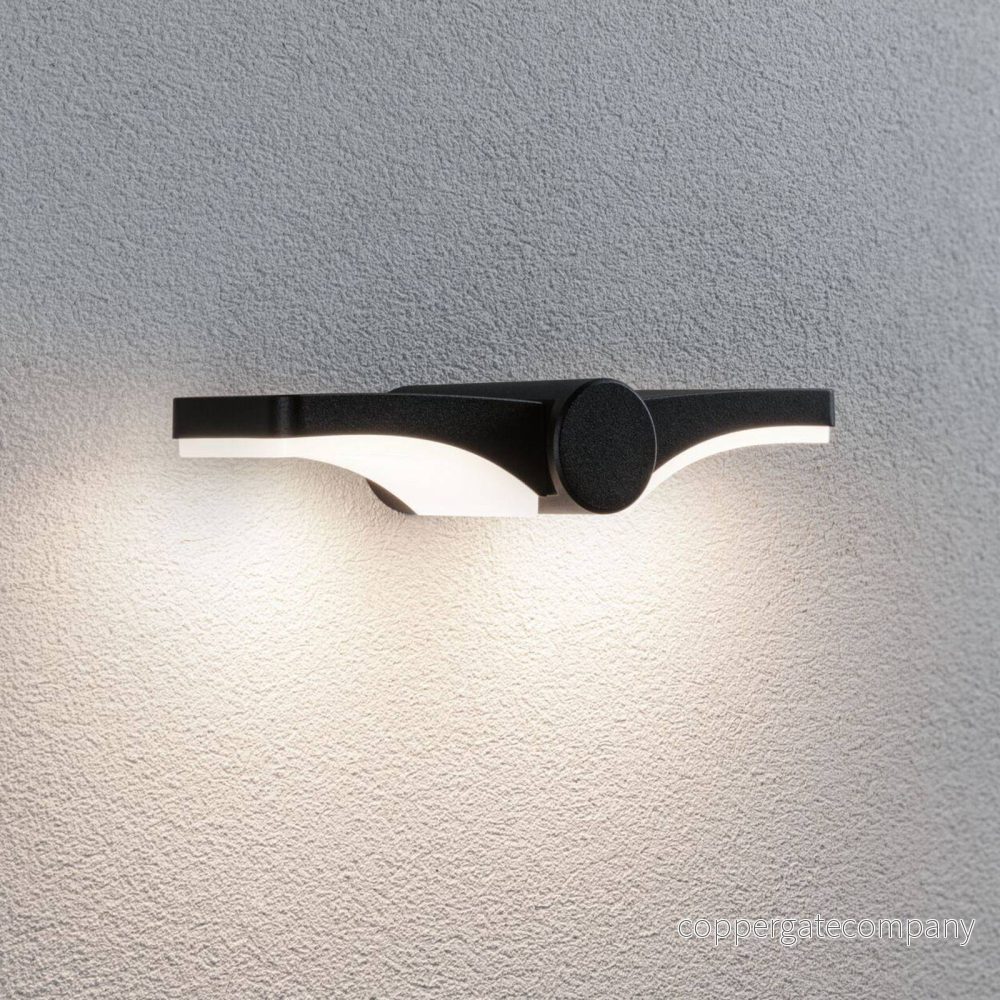 Paulmann LED utomhusvägglampa Pekana, antracit 30 cm aluminium IP44 4000870947661