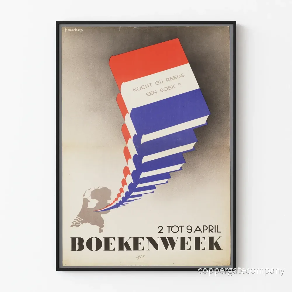 Vintageposter Boekenweek 1938 - Bokväggsdekor