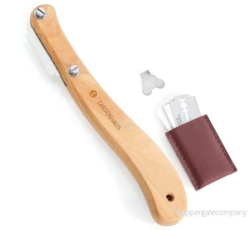 Zassenhaus Bagarkniv bok 5 ersättningsblad verktyg förvaringsväska skärdjup 510 mm bokträ degkniv baguettkniv inskärning av bröd och baguette, 077629 4006528077629