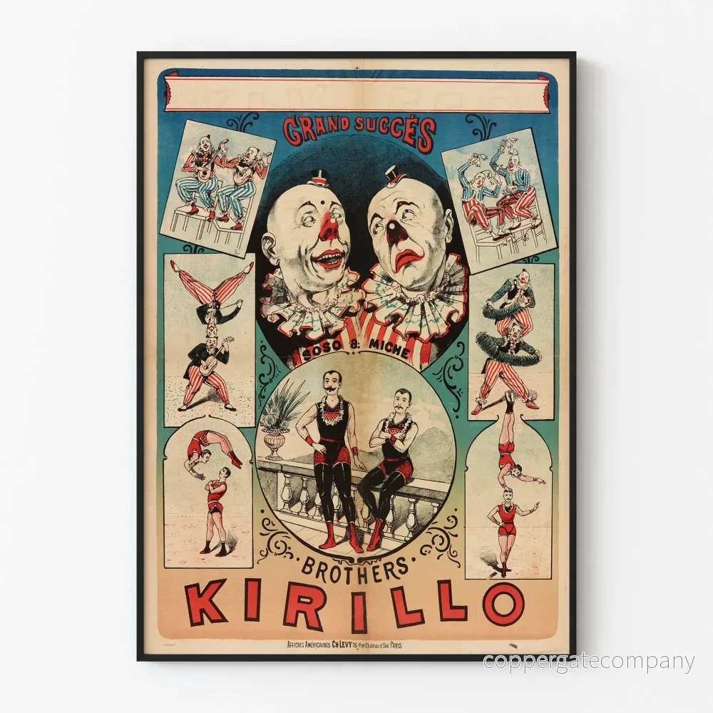 Vintage dekorativt affisch Grand Succès Soso & Miche Brothers Kirillo