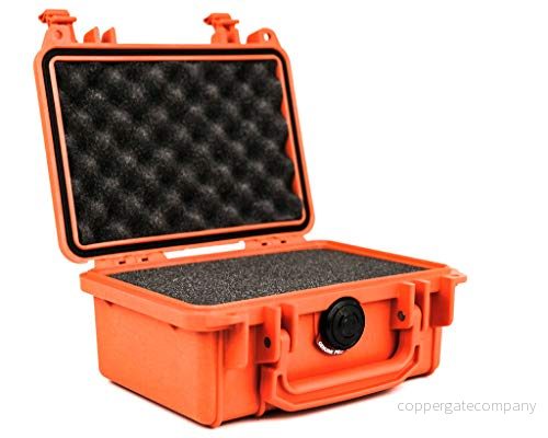 PELI 1120 skyddande hardcase, IP67 vatten och dammtät, 2 liters kapacitet, tillverkad i USA, med anpassningsbar skuminredning, orange 19428004040
