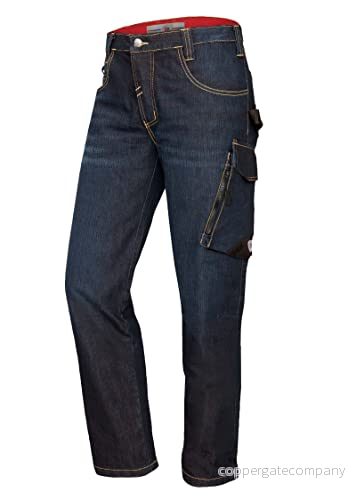 BP 1990-038-01 Arbetarjeans Byxor Smal Silhuett Ergonomiskt Snitt Stretchtyg 78% Bomull, 22% Elastomultiester Passform Storlek: 44/32 Färg: Mörkblå Tvättad 4055301375797