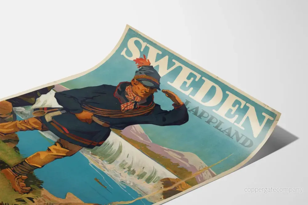 Vintage dekorativ poster från Sverige Lappland – Landskap och samisk kultur - Bild 3