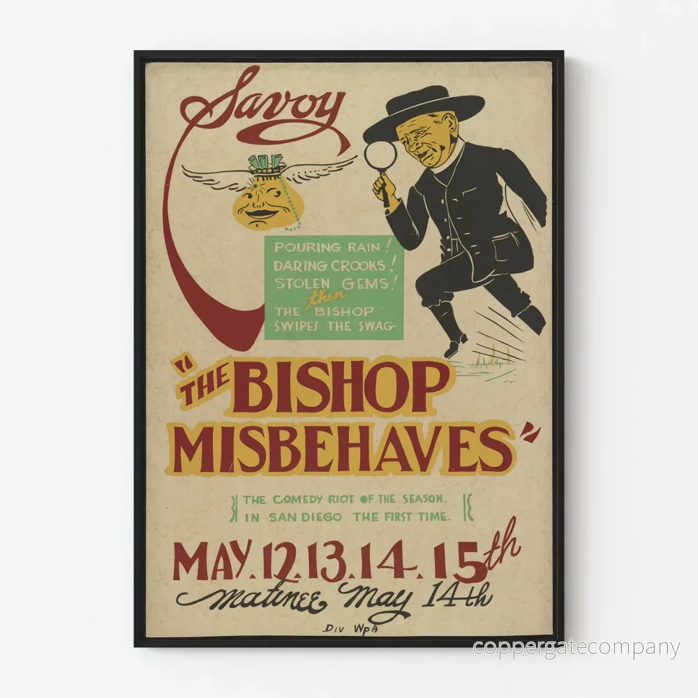 Vintageposter The Bishop Misbehaves för väggdekoration
