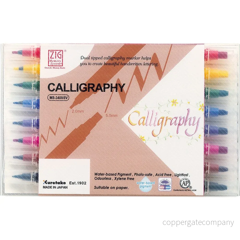 ZIG MS Calligraphy 2/5mm 8 pennor i etui 4901427928792