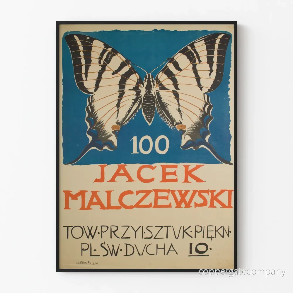fjärilsaffisch Jacek Malczewski vintage väggdekoration