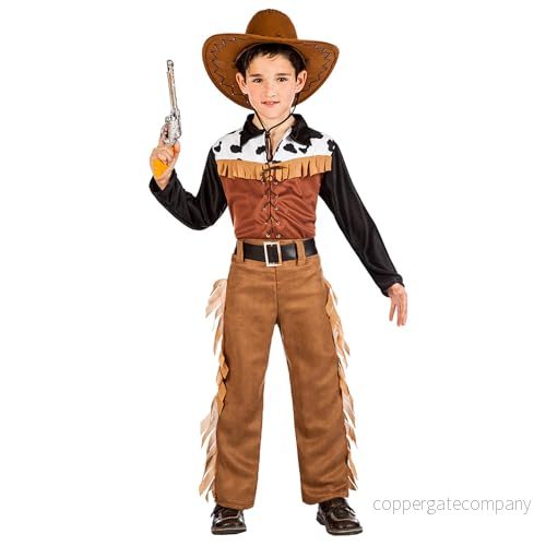 Boland Cowboydräkt för pojkar, 3 delar, kostym temafester, halloween eller karneval, långt västern 8712026823793
