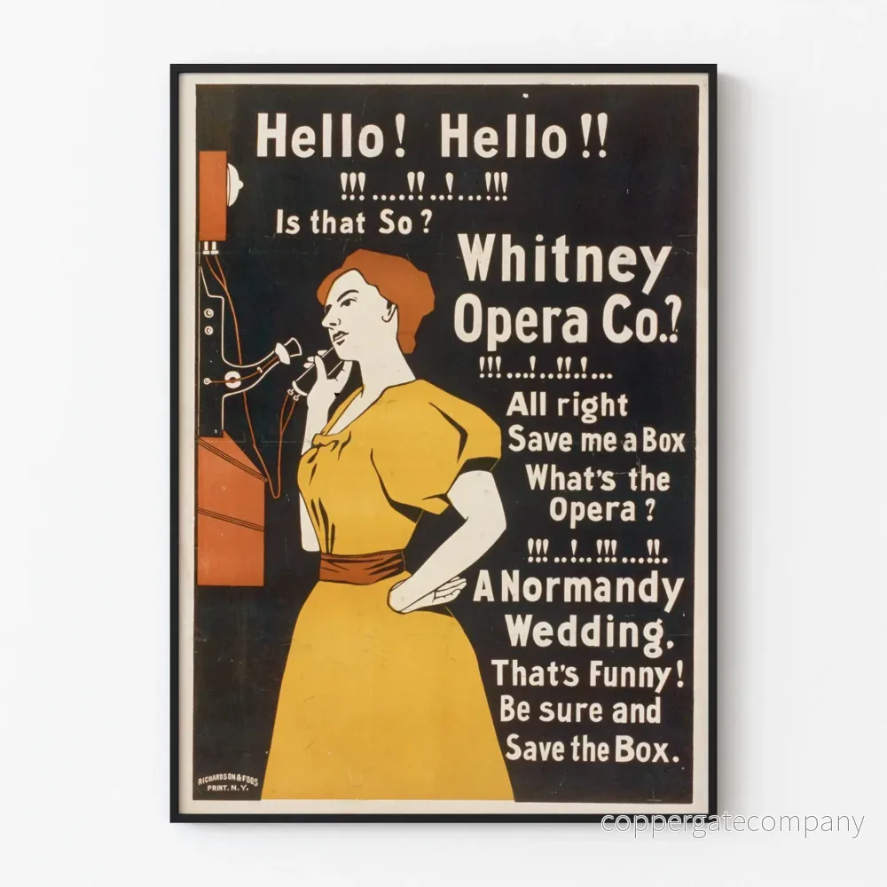 Vintageposter Hello! Hello!! Whitney Opera Co. - Retro väggdekoration