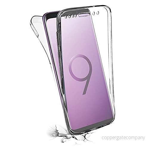 Evetane Samsung Galaxy S9 Plus kompatibelt silikonfodral integrerat 360 skydd, tunt och genomskinligt fram bak fodral hög motståndskraft transparent 3616720127674