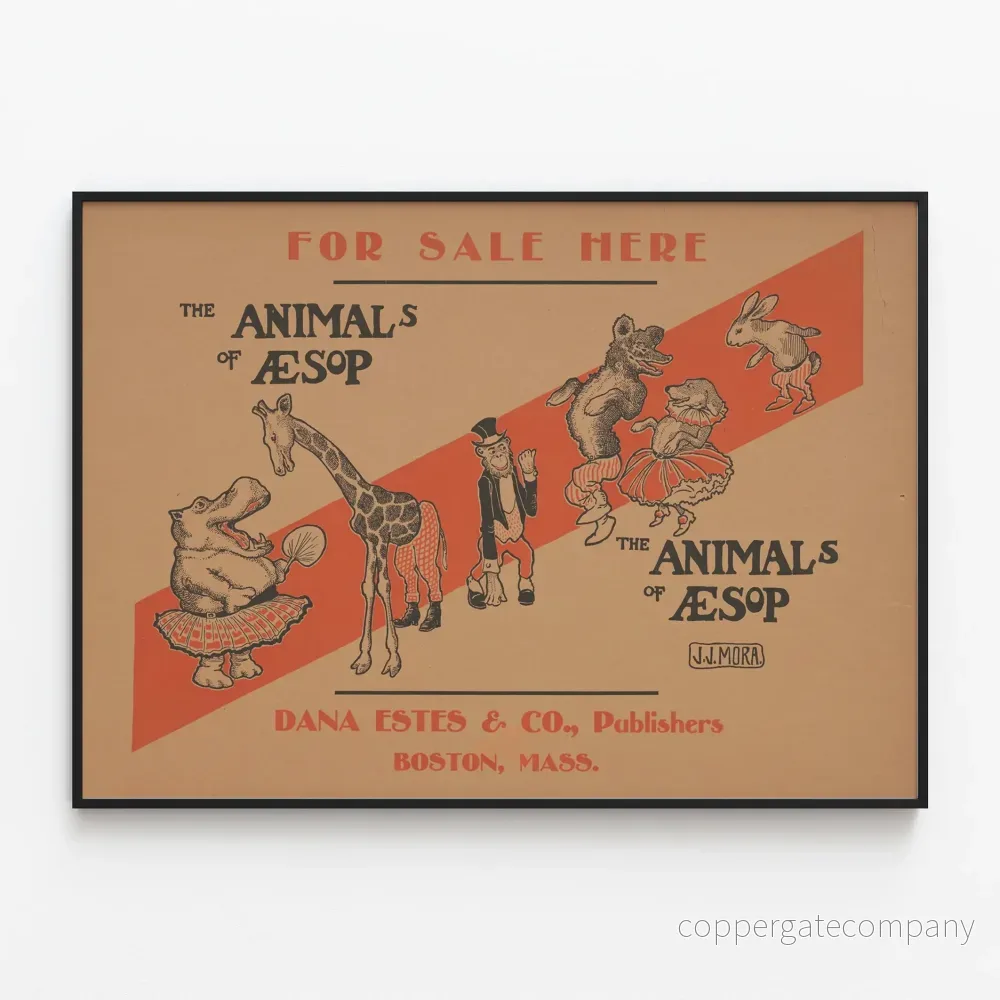 Vintageposter Les Animaux d'Ésope - Retro dekorativ illustration