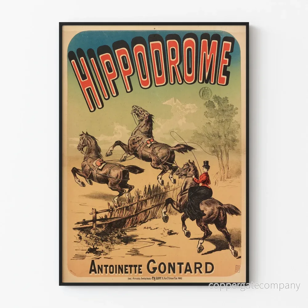Vintageaffisch för Hippodrome Antoinette Gontard - hästkapplöpning