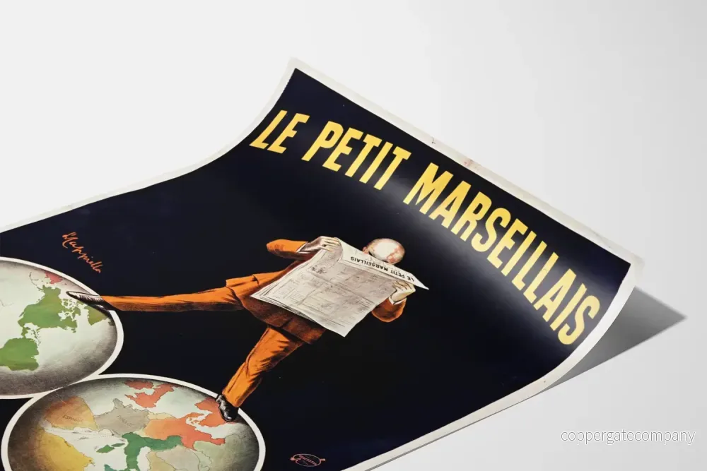 Vintageposter Le Petit Marseillais - Tidning och världskarta - Bild 3