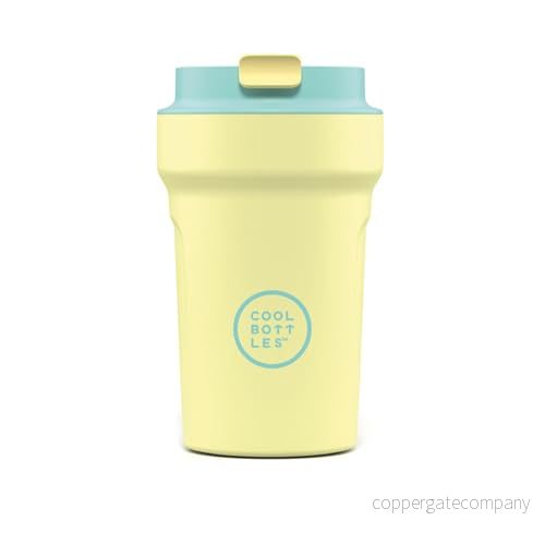 Coola flaskor Paradise Tumbler termosmugg i rostfritt stål 350 ml Creta gul och cyan lufttätt lock kalla drycker 10 timmar varma 5 fläckavvisande 8436583303467