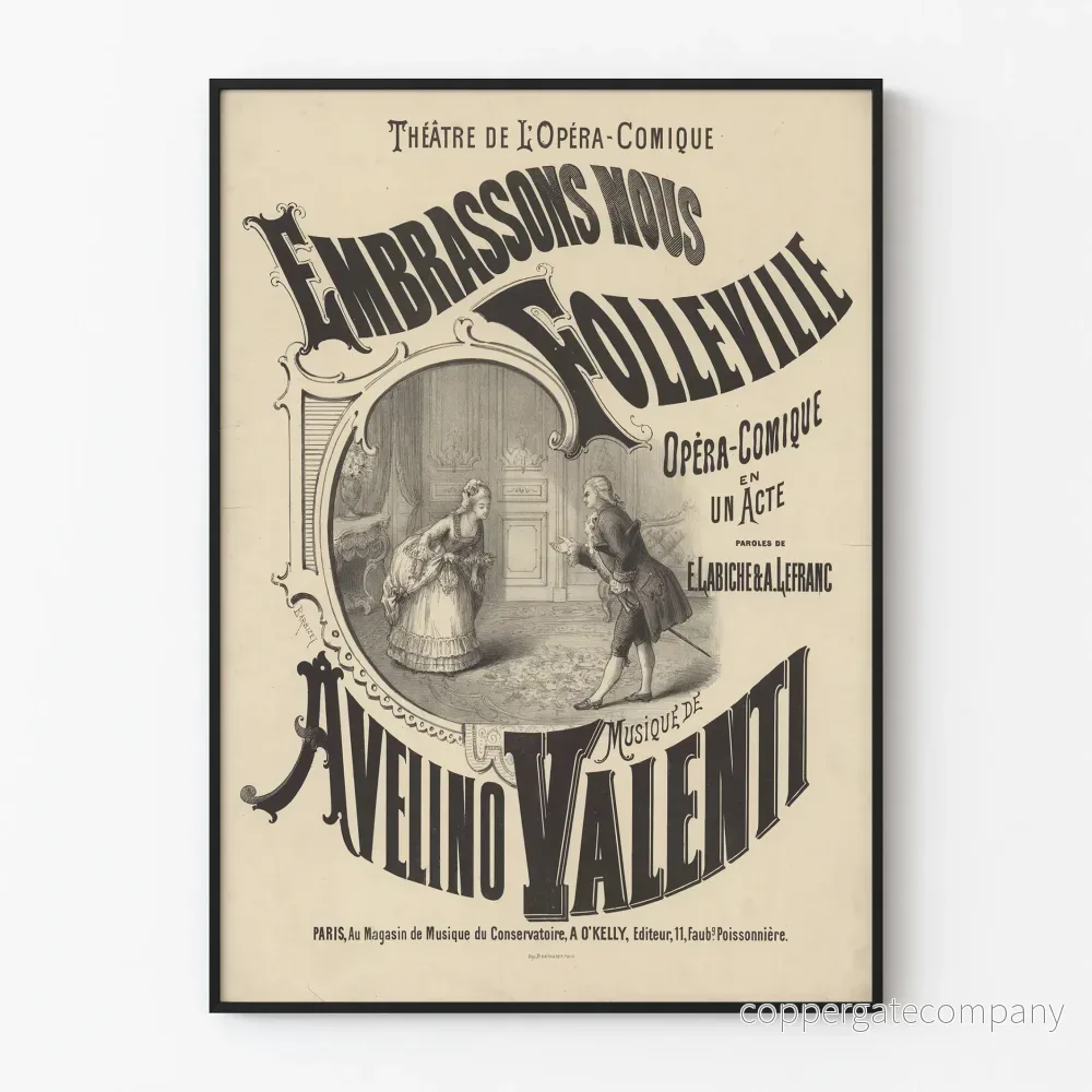 Vintageposter Embrassons Nous Folleville - Opera-Komikens Teater