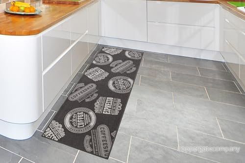 andiamo Kökslöpare, kaffebutik, kort lugg, löpare av polyamid, köksmatta matta, kök, 67 x 250 cm, antracit 4002398190543