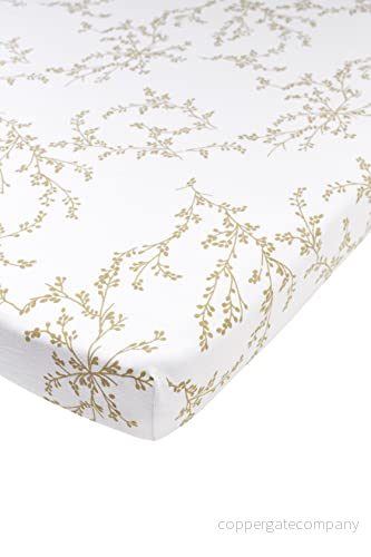 Meyco Baby Branches underlakan för madrass till lekhage (underlakan av 100% jerseybomull, extra mjukt, bekvämt, andas, perfekt passform tack vare elastiskt band runt om, storlek: 75 x 95 cm), sand 4054703660685