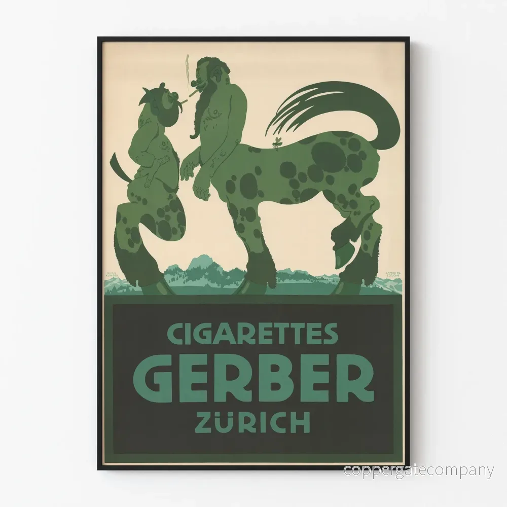 Vintage reklamposter för Cigarettes Gerber Zürich