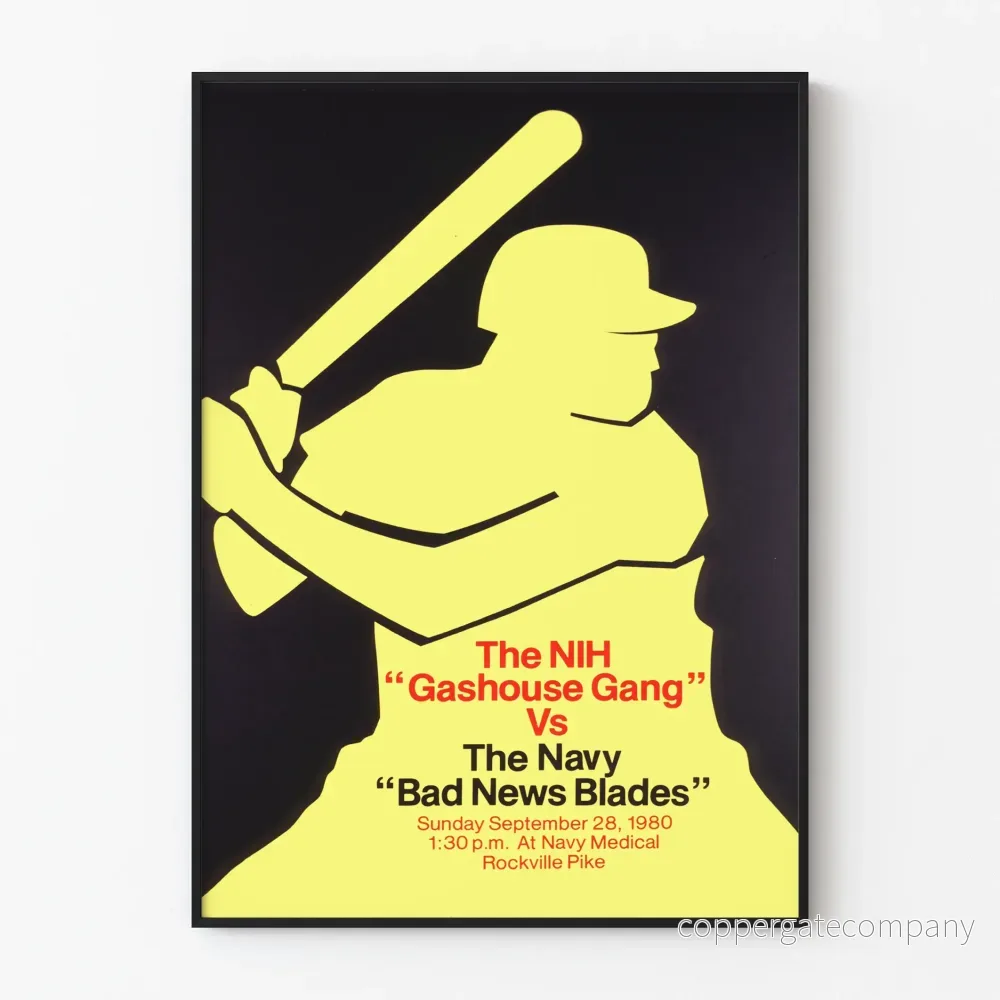 Vintageposter Match The NIH Gashouse Gang mot The Navy Bad News Blades