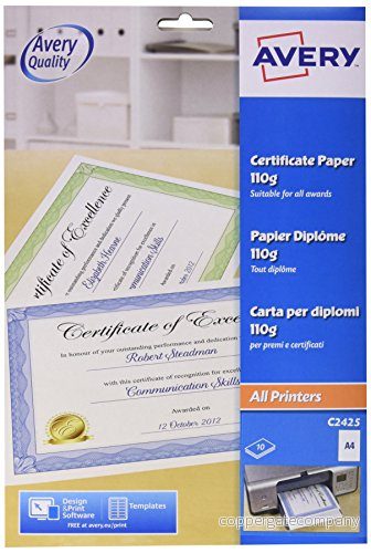 Avery UK C2425 A4 certifikatpapper, blå certifikatkant, 10 ark per förpackning 5014702009792