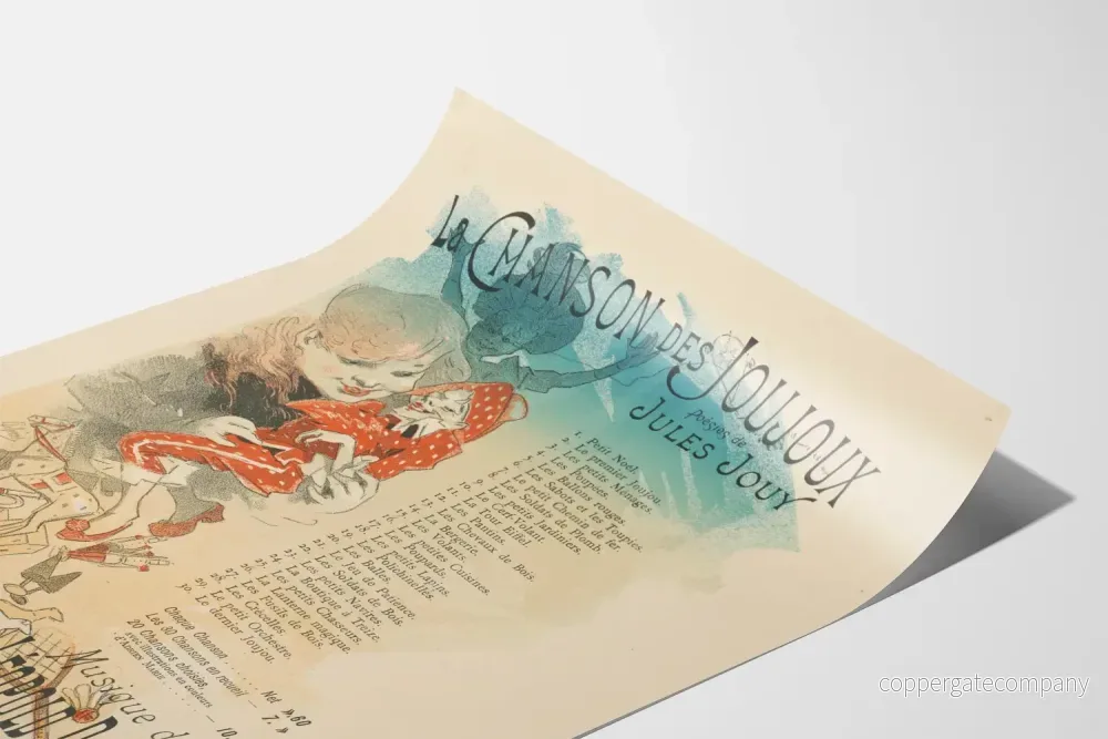 Vintageposter La Chanson des Joujoux - Poëtisk väggdekoration med illustration - Bild 3