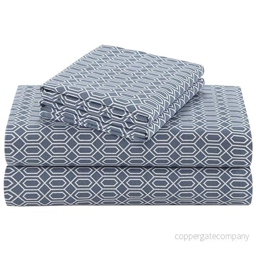 Comfort Spaces 144TC bomullslakan som andas, lätt, mjuk med elastisk djup ficka, moderna mysiga sängkläder för alla årstider, matchande örngott, drottning, diamantblå 4 delar 86569942951