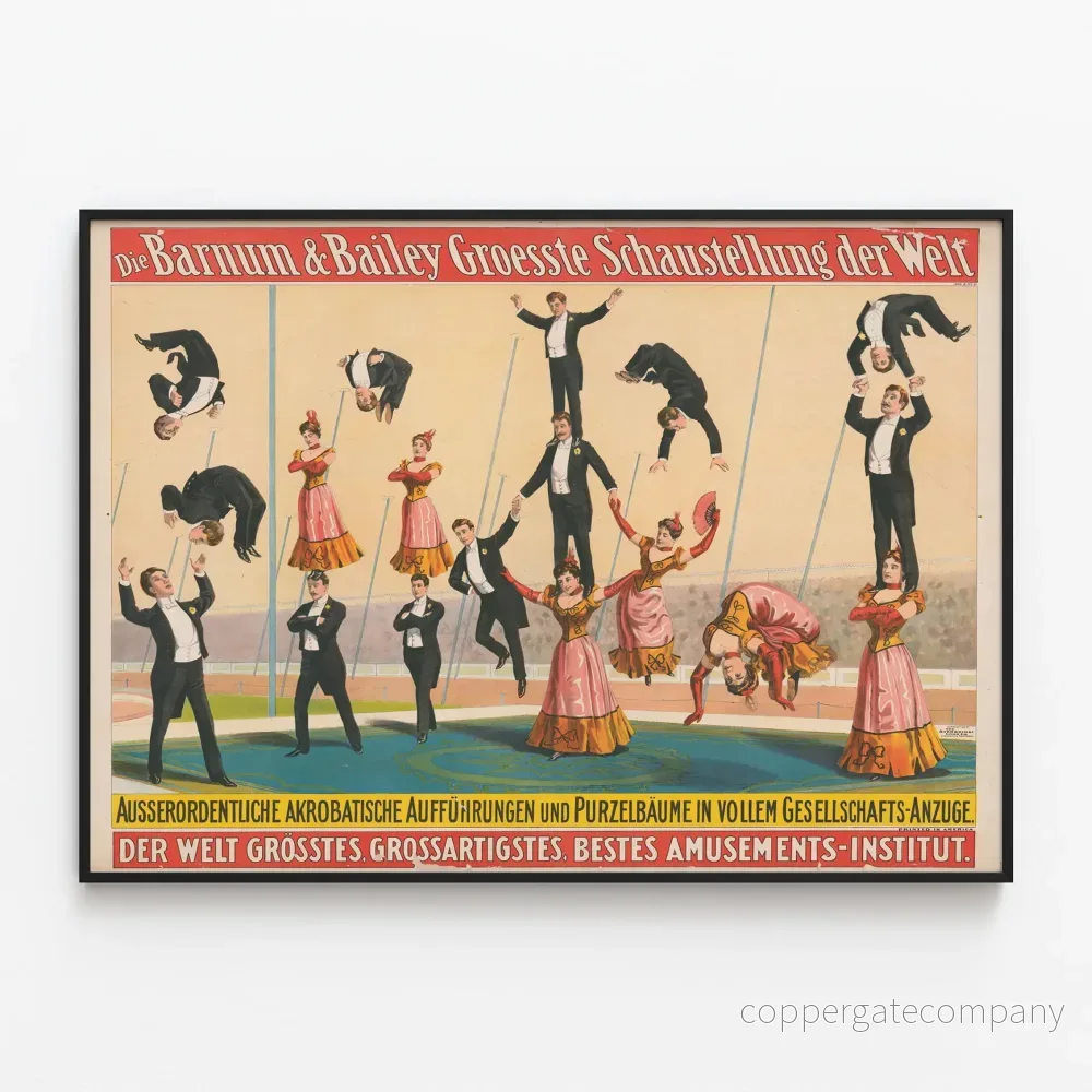Vintageposter av Barnum & Bailey akrobatikshow